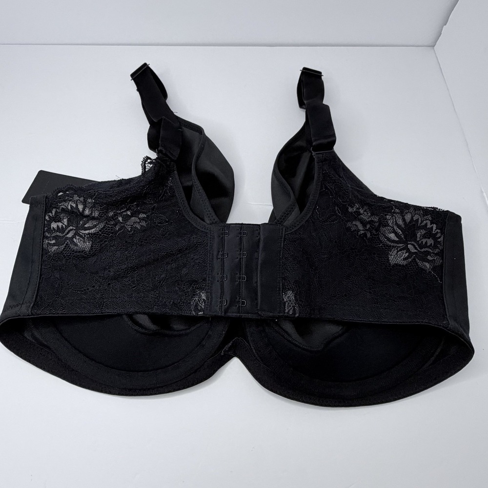 ELILA 36 I Style 2911 BlackFloral Full Coverage Soft Cup Thick Straps Underwire